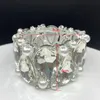 Brazalete de mujer con perlas y cristal grande para fiesta de boda, espectáculo de graduación, diamantes de imitación en forma de lágrima, pulsera elástica para mujer, accesorios de joyeríaBangle2981