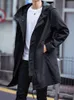 Erkek trençkotları büyük boy 6xl 7xl 8xl bahar sonbahar uzun ceket erkekler moda kapşonlu rüzgarlık siyah palto gündelik ceketler 2022