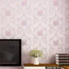 壁紙ベージュの壁紙ロールホームデコレーション織られていない壁紙自己接着フォーラル3D女の子の部屋の装飾