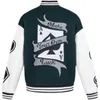 Spring and Autumn Poker Embroidered Baseball Jacket Leather Sleeve Men and Women Couples American Street Loose 220808