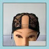 Wig Caps Hair Accessories Tools Products Mesh U-Part Cap For Making Lace Wigs Black Adjustable Hairnet Weave Net 10Pcs Drop Delivery 2021