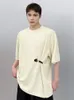 Mäns T-shirts Men's Casual Folds Tshirt Korean Style Personlighet Justerbara flikar Snap Solid Color Design Fashionable Niche Knit Topsme