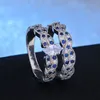 Nouvelle arrivée Luxury 2PCS / Set Classic Marquise Cut Silver plaqué Diamond CZ Engagement Anneau de mariage