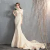 Other Wedding Dresses Ezkuntza Mermaid Dress Short Sleeve Lace Boat Neck Sweep Brush Train Up Wrap Simple DressOther