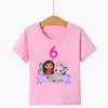 Kawaii Girls Tshirt Cute Gabbys Doll House Cartoon Print For Kids Birthday Clothing 210 Year Old Baby Tops3021245