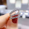 07CT D kleur Moissanite Verlovingsring VVS Diamond Half Eternity Wedding Band Solid Sterling Silver Promise Anniversary Rings