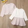 Kids Girls Clothes Set Fashion Toddler Girls Baby Jacket Coat And Long Sleeve Dress 2pcs Suit Cute Outfit