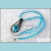 H￤nge halsband h￤ngsmycken smycken charm vattendropp form konst murano lampwork glas halsband blommor inuti f￶r wom dhdht