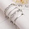 Charm Bracelets Punk Women Gold Silver Color Big Chain Set Fashion Geometric Metal Bangles Bracelet JewelryCharm Lars22