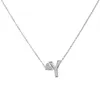 Chaînes Collier Pendentif Tempérament Coeur Chaîne Rétro 26 Clavicule Lettres Amour Lettre Pêche Véritable Or Lune CollierChaînes