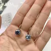 Dingle ljuskronor drop blue moissanite 2ct/pcs kunglig med silver 925 för kvinnor örhängen juvelig daglig bärdangle