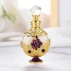 60Pcs 10ml Vintage Peony Pattern Perfume Bottle Essential Oils Glass Liner Alloy Craft Decoration Cosmetic Container Sample