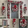 Czerwone i białe świąteczne wykończeniowe drzwi frontowe Wewnień świąteczne domowe Dekoracja Dekoracja Navidad J2206667496906265809