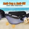 Lunettes de natation bouchons d'oreilles pince-nez galvanoplastie UV étanche Anti-buée maillots de bain lunettes de natation lunettes de plongée Gafas réglables
