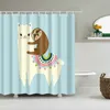 Alpaca Pattern Bath curtain Waterproof Shower Curtains Polyester Cartoon Bath Screen Printed Curtain for Bathroom Home Decor 220517