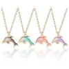 4 cores fofas little bofin pingente de pingente de moda desenho animado liga marinha colar de animais marinhos para mulheres meninas