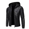 Giacche da uomo Spring e Autunno Slim Mostrare coreane Banno abiti da moto con cappuccio con cappuccio peluche giacca in pelle addensata