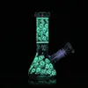 Hochwertige Öl-Perkolator-Bongs, 20,3 cm, leuchtet im Dunkeln, Wasserpfeifen mit gruseligem Totenkopf, Glasbecher-Bong zum Rauchen von Dab-Rigs