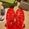 Nouveau 2022 Designer Sandales gelée sandales pantoufles transparentes femmes double g sandales bouton plat chaussures en caoutchouc Flip Flops Taille 36-41