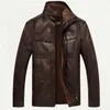 Herbst Winter Leder Jacke Männer Warme Fleece Gefüttert Stehkragen Faux Chaquetas L220801