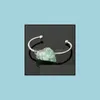 Bangle Natural Stone Gold-Color Broca Irregar Crystal Quartz Bangles Bracelets Fashion Gemstone Jewelry Gift Vipjew Vipjewel Dhrpy