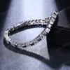Bracciale con zirconi quadrati lucidi alla moda AAA per le donne Gioielli da sposa romantici con bracciale in cristallo argento vintage