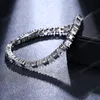 Trendy Quadratisch Glänzendes AAA Zirkon Armband Für Frauen Vintage Silber Kristall Armreif Romantische Hochzeit Braut Schmuck