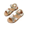 Children's Sandals Girls 2022 Summer New Gold Version Baby Fashion Open Toe Beach Shoe Flat Cow Muscle Toddler Shoes Girl G220523