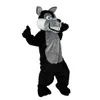 Costume della mascotte del lupo grigio peluche Costume unisex degli animali di peluche Costumi del costume del lupo dei cartoni animati Vestiti del personaggio dei cartoni animati