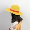 Berets Luffy Strohhut Anime Cartoon Sonnenschutz Japan japanisches Cosplay ein Stück Kappe Halsschnur flache Hüte für Adultberets Beretsberets Oliv22