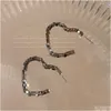 Stud Fashion Jewelry S925 Sier Post Earrings Notched Love Heart For Women Square Beaded Drop Delivery Dhorn