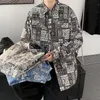 Men's Casual Shirts Spring Oversize Men Printed Baggy Blouse Fashion Harajuku Street Full Sleeve Coat Button Tops Male Clothing Plus Size 5X