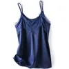 Silk Camisole med spetsdesign Mulberry Silk Sling Bottom Satin Women Top Summer Sleeveless Camis Sexy 220607