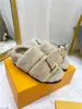 Designer Paseo Flat Comfort Mule Slides tofflor Sherpa Gray Mink Fur Bom Dia Flat Mules Slipper With B Shoe''E''Viuton '' Mze 6847