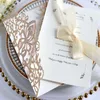 Laser Cutout Glitter Paper Dust Invitations Greeting Cards Rose Gold Valentine's Day Wedding YS0063