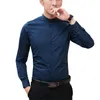 Men's Dress Shirts Autumn Stand Collar Mens Shirt Long Sleeve Business Casual High Quality Cotton Large Size 5xlMen's