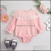 Rompers JumpsuitsRomppers Baby Kids Roused Baby Maternity Girls Lace Collar Romper macac￣o infantil crian￧a sol Dhjnn