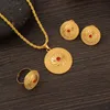 Boucles d'oreilles collier éthiopien pierre rouge or ensemble de bijoux mode classique éthiopie érythrée pour femmes Habesha cadeau de fête de mariage boucles d'oreilles