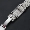 Titta på band Jubileum Watchband Strap Men's 20mm 316L rostfritt stålarmband Silver Glid-låsspänne för 40mm underväska