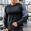 Running Long sleeve T Shirt Men Fitness New spandex Quick dry Slim Fit Sports T-Shirt elastic fitness Gym Bodybuilding training L220704