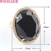 Natural Stone Quartz Ring Facted Egg-Shape CZ Zircon Rhinestone Rings Open Adjustable Jewelry Gift BO928