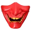 K Mask Game Half Face Airsoft Oni Halloween Cosplay Evil Demon Kabuki Samurai Hannya Prajna Resin 220715