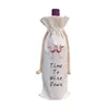 20pcs Stuff Sacks Sublimation DIY White Blank Thick Flannel Red Wine Drawstring Bag Christmas Bottle Cover