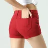 Pantalones cortos para mujer Denim Algodón Color caramelo Jeans para Mujer Mediados de cintura Negro Blanco Pantalones Ropa Mujer 220530