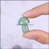 Arts And Crafts Arts Gifts Home Garden 20Mm Green Aventurine Mini Mushroom Plant Statue Natural Stone Carving Decorat Dh6Qb