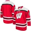 Thr Custom Wisconsin Badgers Face Off Hockey Jersey 2019 NCAA College Hockey Jersey White Red Hewed Dowolna Nazwa Nazwa Jersey S-3XL