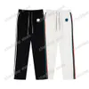 XinxinBuy Women Women Designer Pants Paris Stripe Double Letter Borderyer Pant Men Webbing Troushers Black White M-2xl