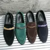 Erkekler moda iş gündelik elbise ayakkabıları el yapımı düz renkli sahte süet klasik bükülmüş yuvarlak ayak ayak parmağı dh932
