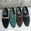 Men Fashion Business Casual Dress Shoes Handmade Solid Color Faux Suede Classic Twisted Round Toe Low Heel Loafers DH932