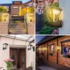 Solar Outdoor Gardenlampen 3 Verlichtingsmodi Bewegingssensor IP65 Waterdicht retro wandlicht met USB -opladen voor Decoratie Landschap Lawn Lamp